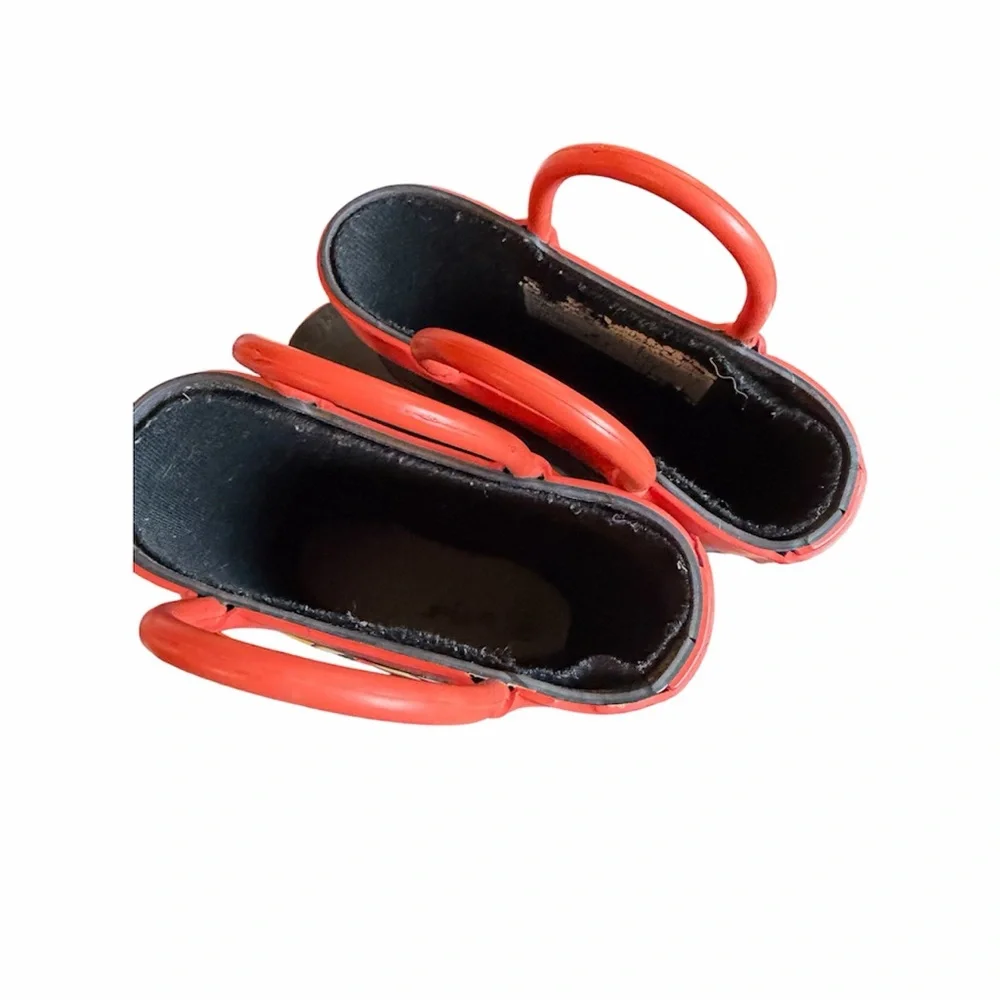 Toddler 7/8 Firefighter Rain Boots red and black